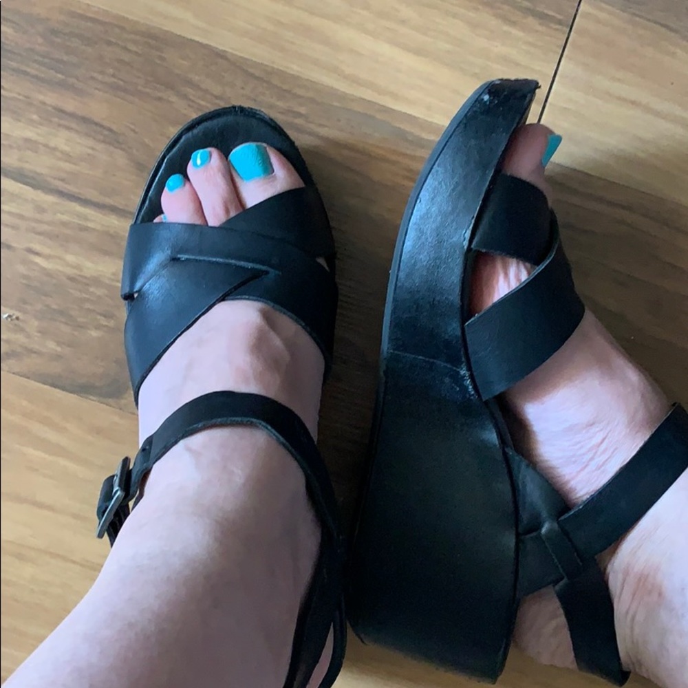 Black‎ Korks wedge sandals